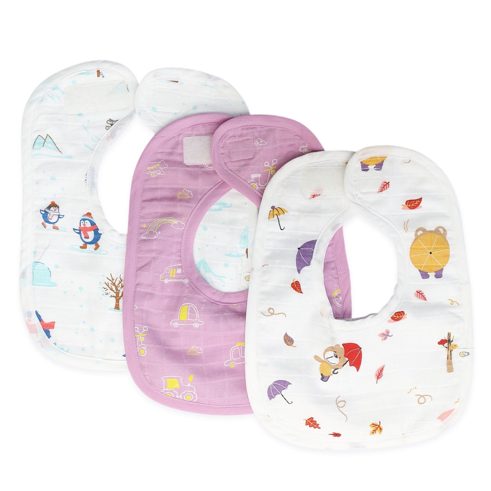 Reversible Muslin and Terry Bib - Assorted 3 Pack - Little Explorer Combo