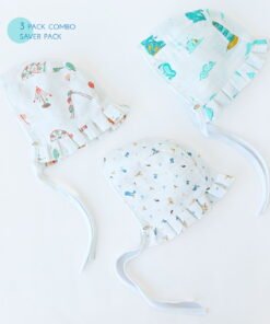 Muslin Baby Cap 100% Cotton ( 0 - 4 months ) 3 Pack Combo S6