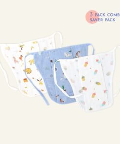 Assorted 3 pack - Reusable Muslin Nappies / Langot (4 Layered Central Panel) - Tiny Tales combo