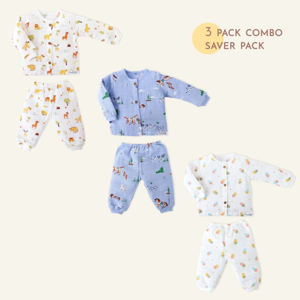 Tiny Tales combo Saver 3 pack : Full Sleeve & Pant Sets (0m to 4years)