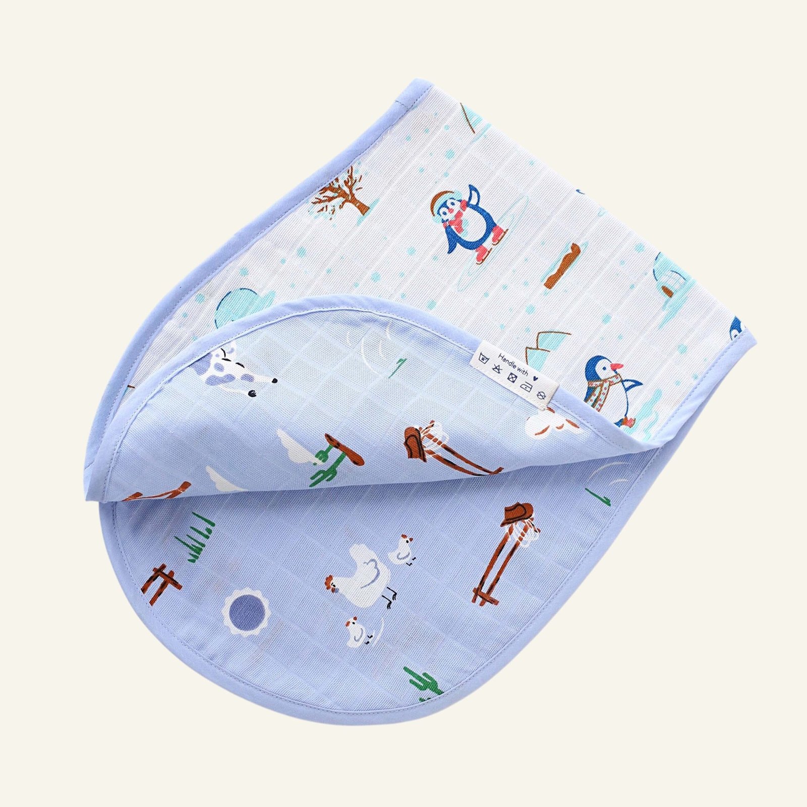 Barnyard Buddies & Penguin Wonderland - Muslin Reversible Burp Cloth