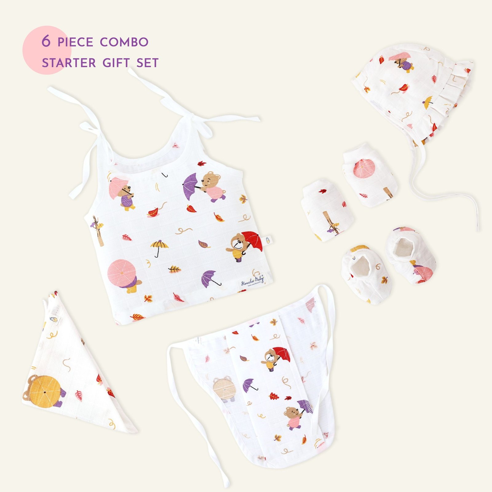 Baby essential Starter gift Kit - 6 piece set - Teddy's Windy Walk